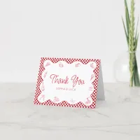 Classic Chic Italian-Themed Red Checkered Wedding Thank You Card