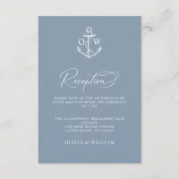 Nautical Anchor Dusty Blue Wedding Reception Enclosure Card