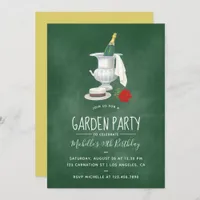 Vintage retro Garden Party green chalkboard Invitation