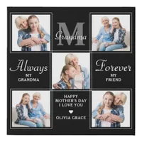 Elegant GRANDMA 5 Photo Collage Monogram Poem Faux Canvas Print