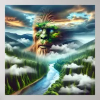 Sasquatch with Blue Eyes Poster