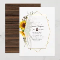 Sunflower Rustic Country Geometric Bridal Shower Invitation