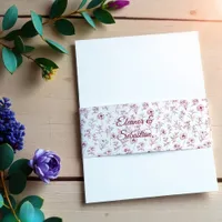 Elegant Vintage Romance Burgundy Floral Wedding Invitation Belly Band