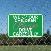 Custom Neighborhood Children Green Speeding Safety Metal Sign