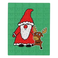 Funny Santa Claus with baby moose Jigsaw Puzzle