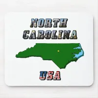 North Carolina Map Outline, Photo & US Flag Text  Mouse Pad