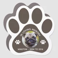 In Loving Memory Pet Paw Print Photo Black Car Magnet