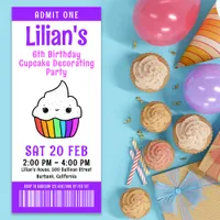 Cupcake Kid's Birthday Party Ticket Birthday Invitation