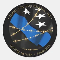 Police Officer Graduation Thin Blue Line Favor Classic Round Sticker