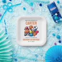 Modern Boys Sports Balls All Star 1st Birthday  Paper Plates
