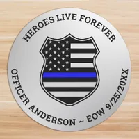 Police Memorial Heroes Live Forever Personalized  Car Magnet