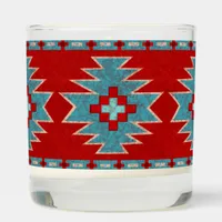 Southwest Mesas Red & Turquoise Geometric Pattern Scented Candle