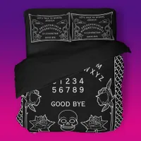 Gothic Black White Talking Board Skull Queen Duvet Cover