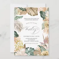 *~* AR21 QR RSVP Jungle Leopard Botanical WEDDING Invitation