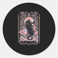 Cat Cottagecore Academia Goblincore Witch Goth Men Classic Round Sticker