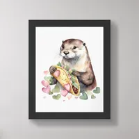 Adorable Otter With Taco Framed Art