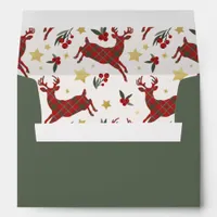 Plaid Reindeer Liner Christmas Envelope