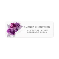 Plum and Silver Watercolor Floral Label