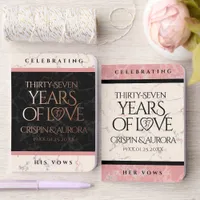 Elegant 37th Alabaster Wedding Anniversary Foil Vow Books