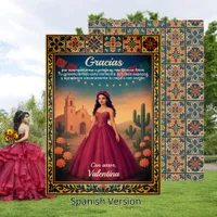 Vestido rojo vintage de quinceañera Gracias Thank You Card