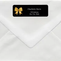 Black gold bow return address  label