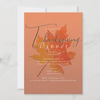 Maple Leaf Burnt Orange Thanksgiving Feast Dinner Invitation