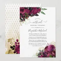 Vintage Burgundy Marsala and Gold Virtual Wedding Invitation