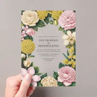 Blush Pink, Champagne & Gold Floral Wedding Acrylic Invitations