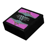 Pink Teal Monogram Wedding Anniversary Gift Box