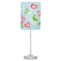 Fun Colorful Hearts and Flowers Table Lamp