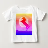 Unicorn Silhouette Full Moon Night Sky, ZKOA Baby T-Shirt