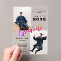 Custom Two Photo Class of 20XX Graduate Acrylic Invitations