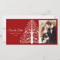 Red Christmas Tree Winter Wedding Save the Date