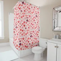 Valentine's Day Red and Pink Hearts Shower Curtain