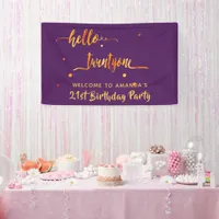 21st birthday purple gold hello twentyone banner