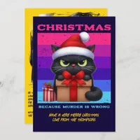 Disco Holiday Funny Cat Retro Christmas Photo
