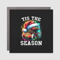 Tis The Season Football Mom Christmas Santa Hat Co Car Magnet