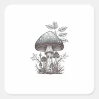 Cottagecore Mushroom Goblincore Aesthetic  Mushroo Square Sticker