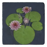 Pretty Pink Water Lily and Dragonfly Trivet