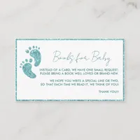 Books for Baby Request Card | Teal Glitter feet
