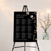 Black Boho Wildflower Nine 9 Table Seating Chart  Foam Board