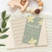 Flowers Hearts Baby Shower Girl Diaper Raffle Enclosure Card