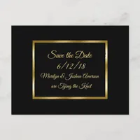 Black and Gold Wedding Save the Date Postcards