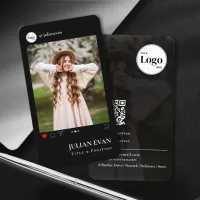 Modern Instagram Profile Photo Black Business Card