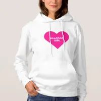 Personalized Hot Pink Alaskan Girl Heart Hoodie