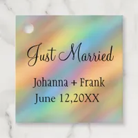 Just Married Rainbow Colors Abstract Favor Tags