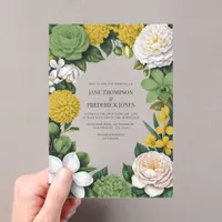 Sage Green, White & Gold Floral Wedding Acrylic Invitations