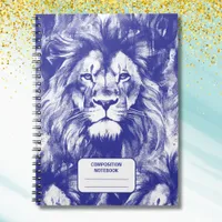 Lions Vintage Blue Pen Illustration Vintage Notebook