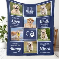 Personalized Dog Memorial Gift - Pet Photo Collage Fleece Blanket