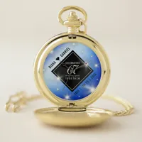 Elegant 67th Star Sapphire Wedding Anniversary Pocket Watch